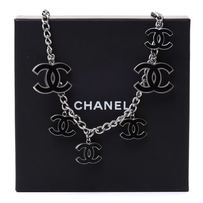 Chanel Enamel CC Chain Necklace Belt Silver Black 5 of 5