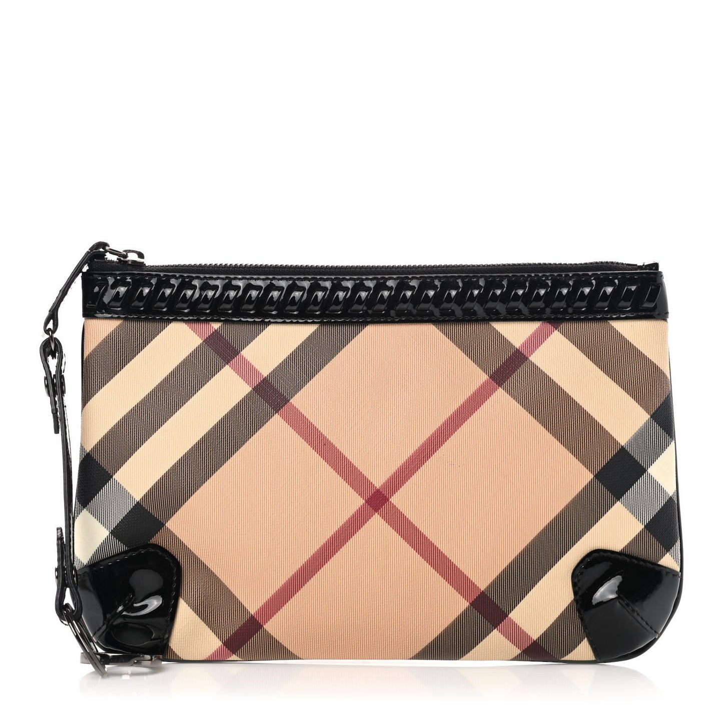 Patent Nova Check Wristlet Pouch Black