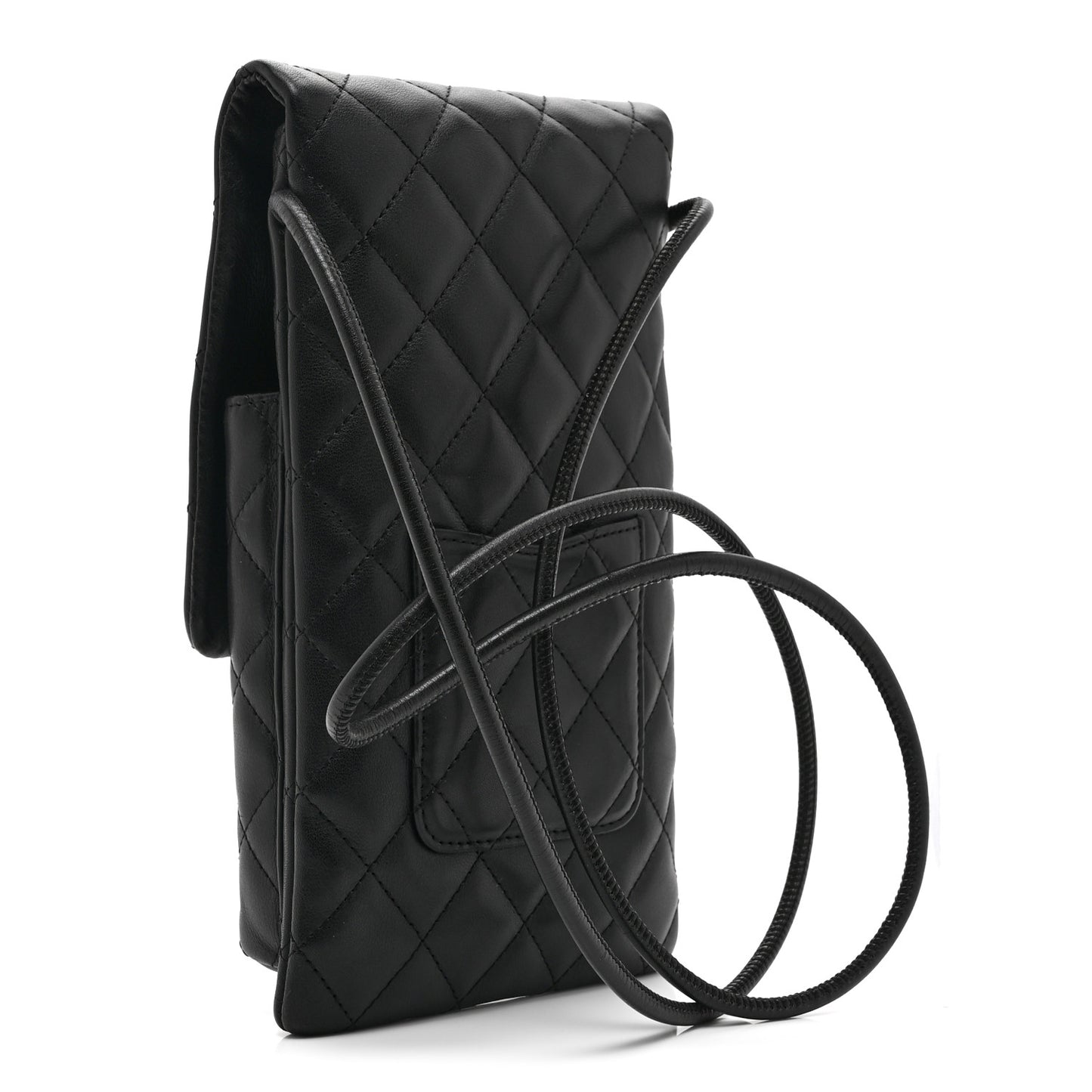 Calfskin Quilted Cambon Crossbody Messenger Black White