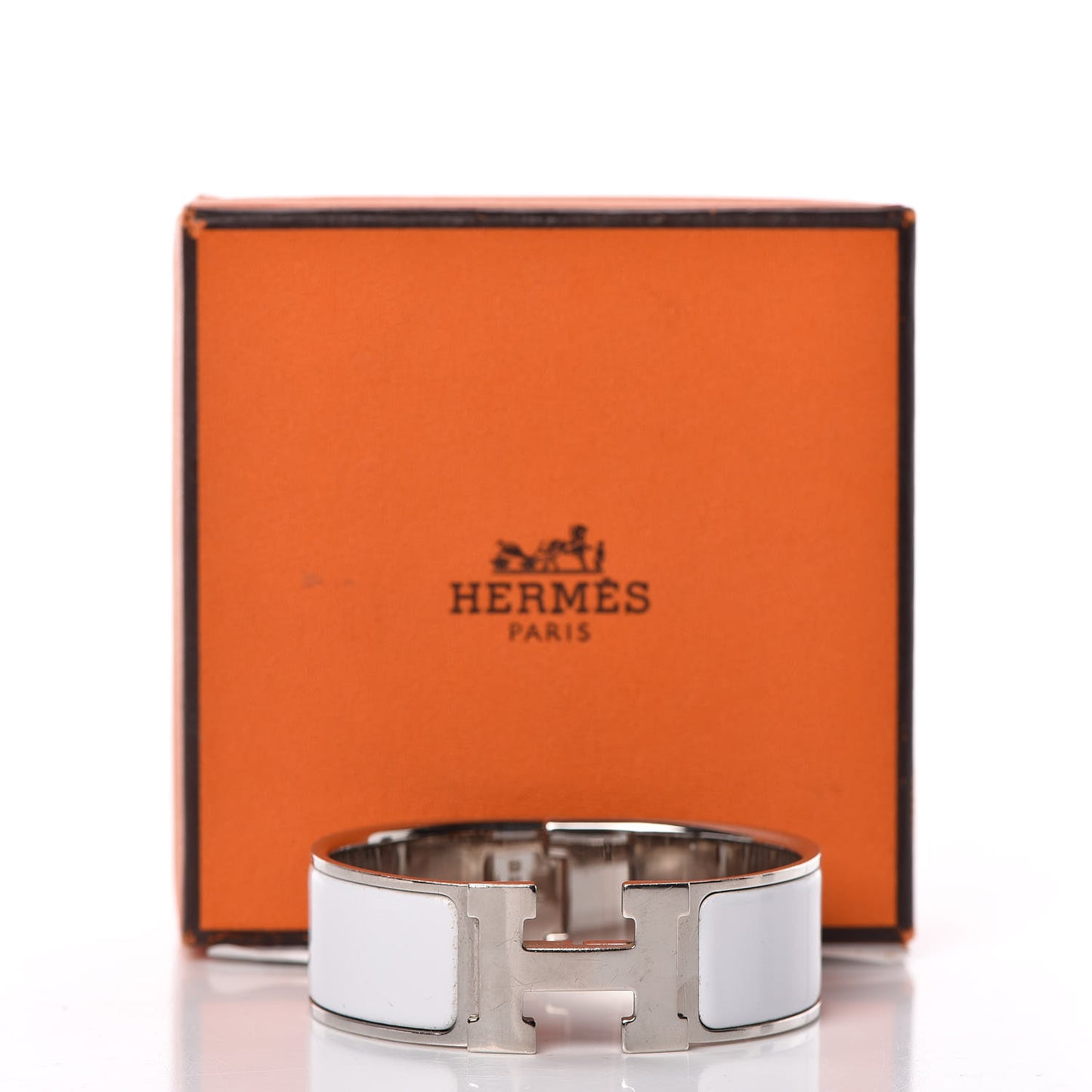 Enamel Wide Clic Clac H Bracelet PM White