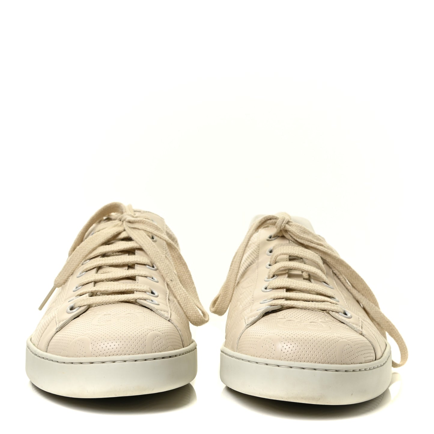 Calfskin GG Tennis Embossed Mens Ace Sneakers 10.5 Mystic White