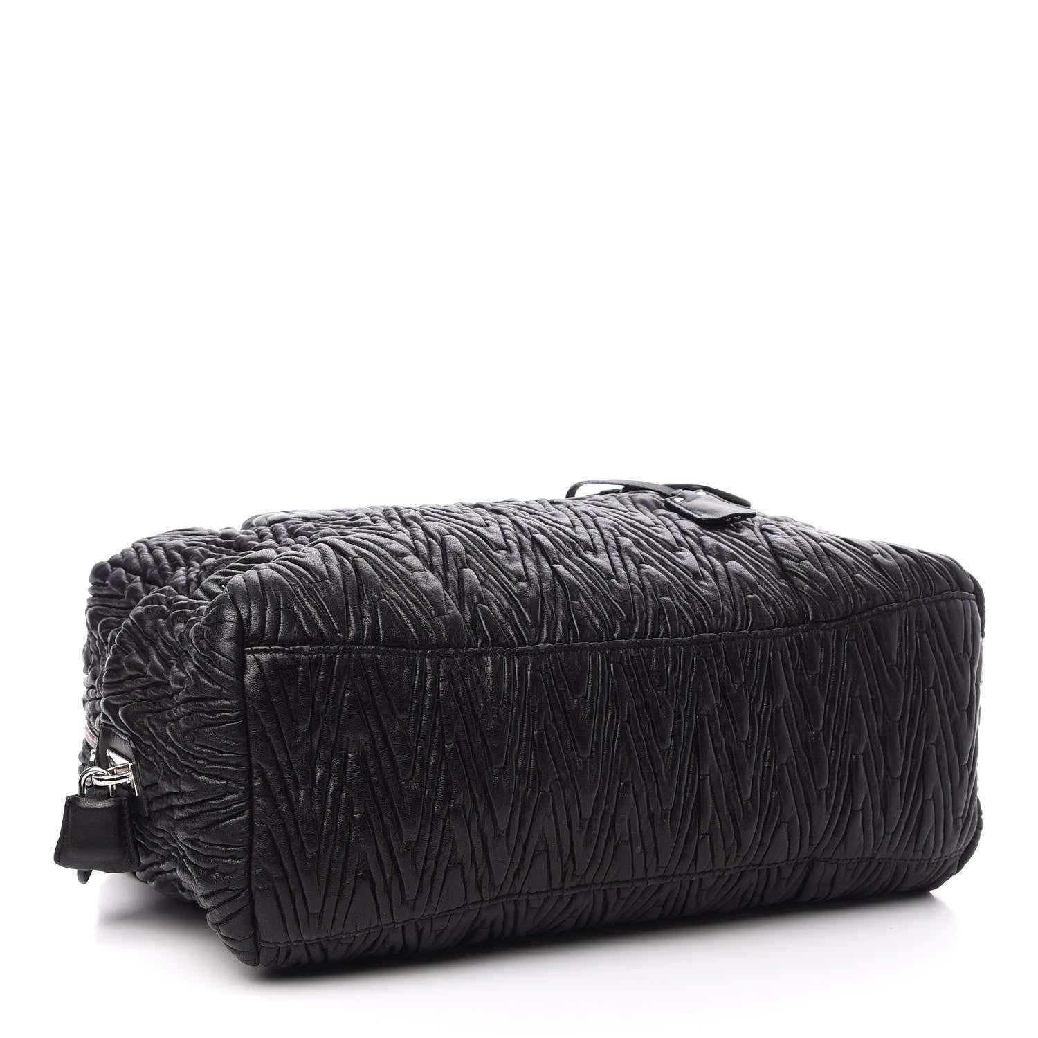 Prada Nappa Chevron Braided Bauletto Bag Black 4 of 9