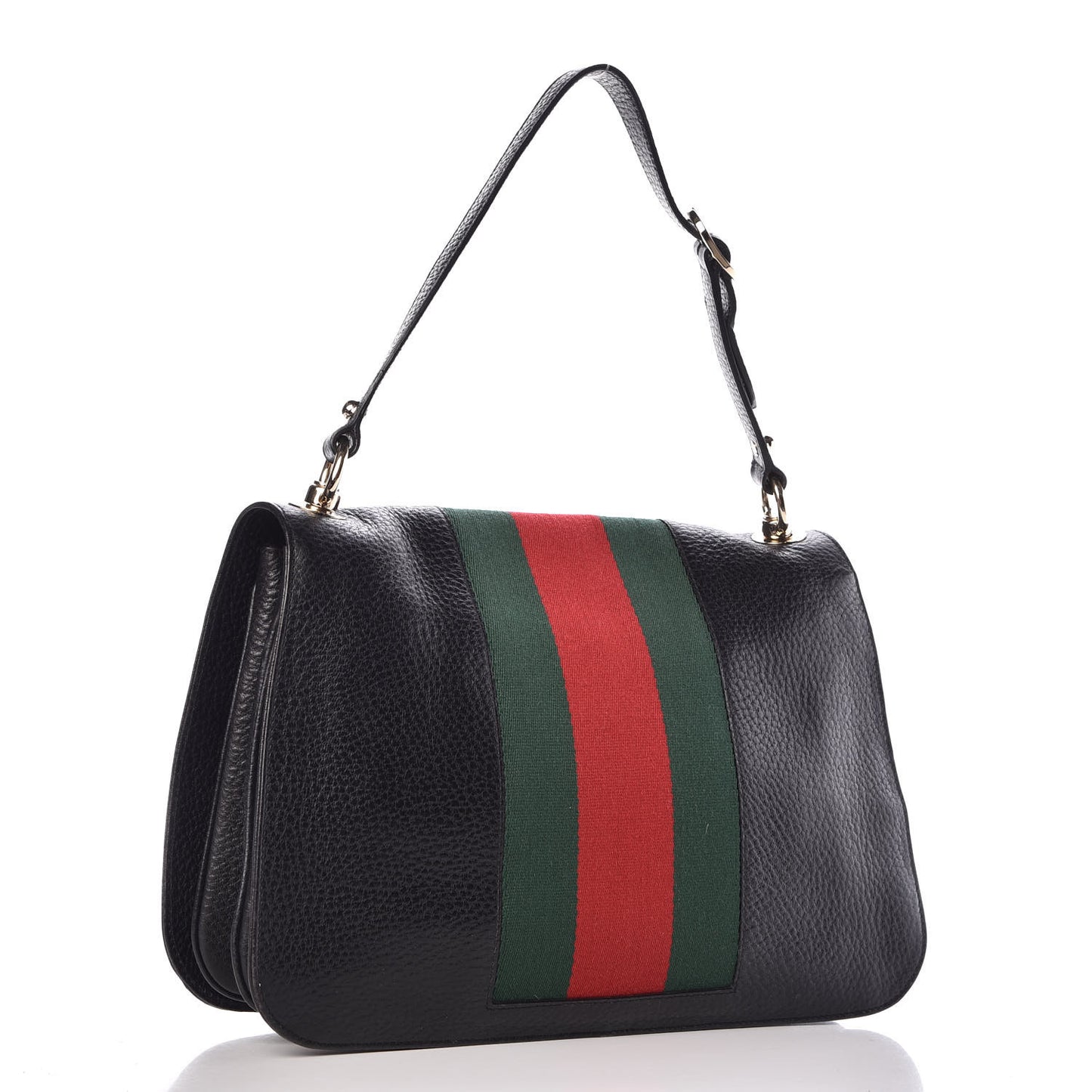 Pebbled Calfskin Web Blondie Hobo Black