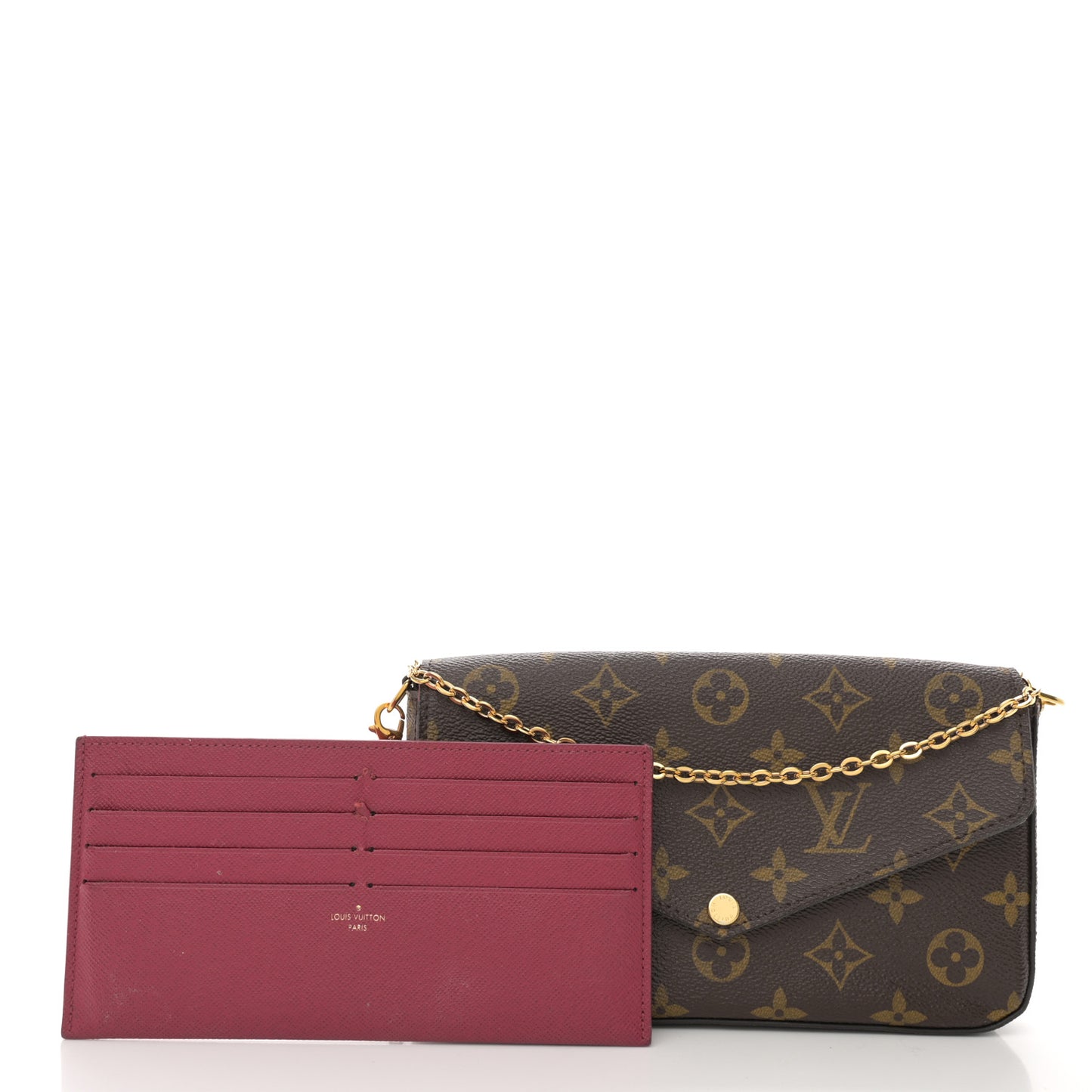 Monogram Pochette Felicie Chain Wallet Fuchsia