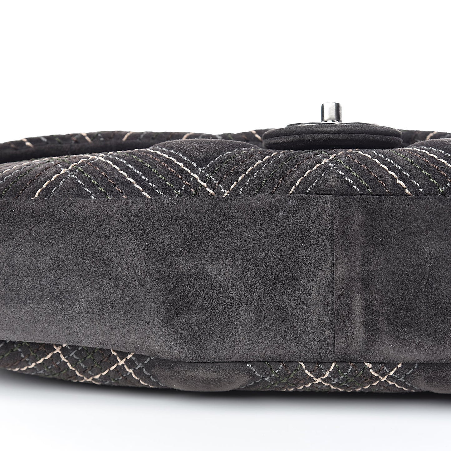 Suede Stitched Jumbo Saltire Single Flap Grey