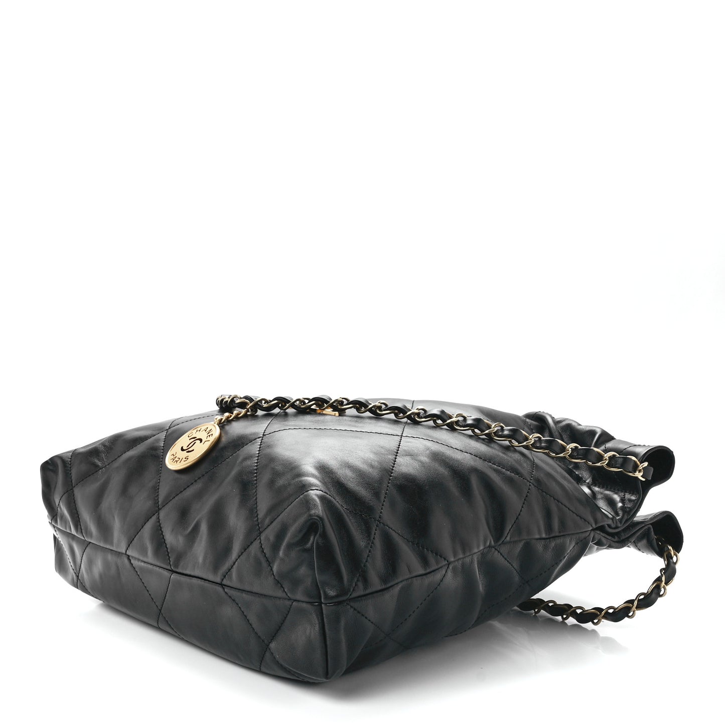 Shiny Calfskin Quilted Small Chanel 22 Black