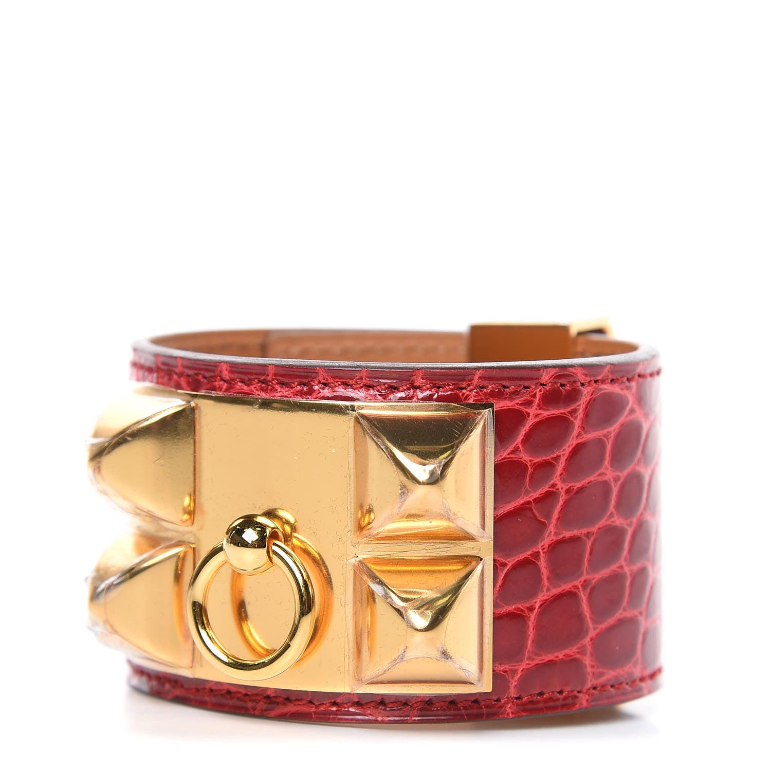 Hermes Shiny Alligator Collier De Chien CDC Bracelet T2 Braise 1 of 7