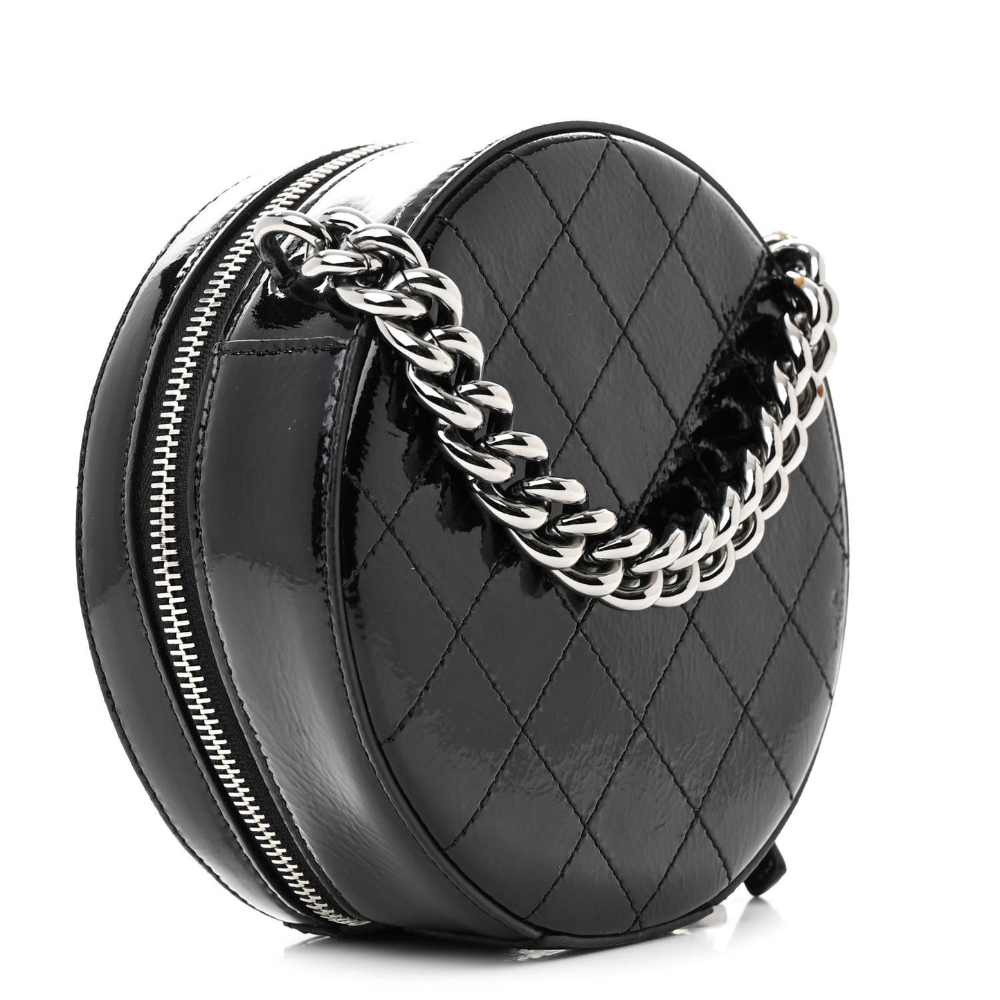 Patent Round As Earth Evening Bag Black