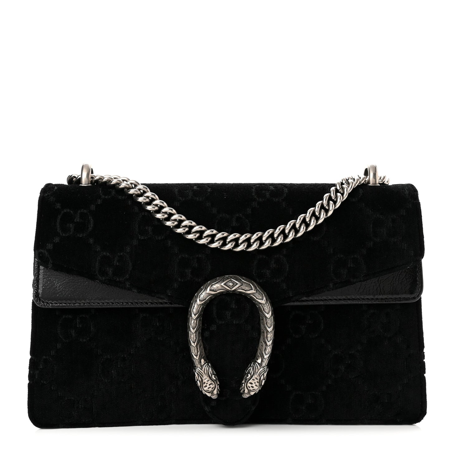 Velvet GG Monogram Small Dionysus Shoulder Bag Black