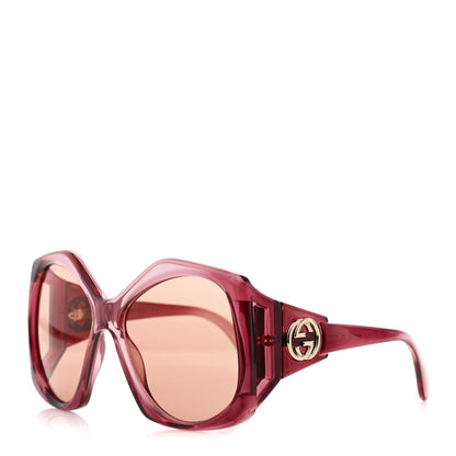 Gucci Acetate Round Sunglasses GG0875S Burgundy Orange 1 of 7