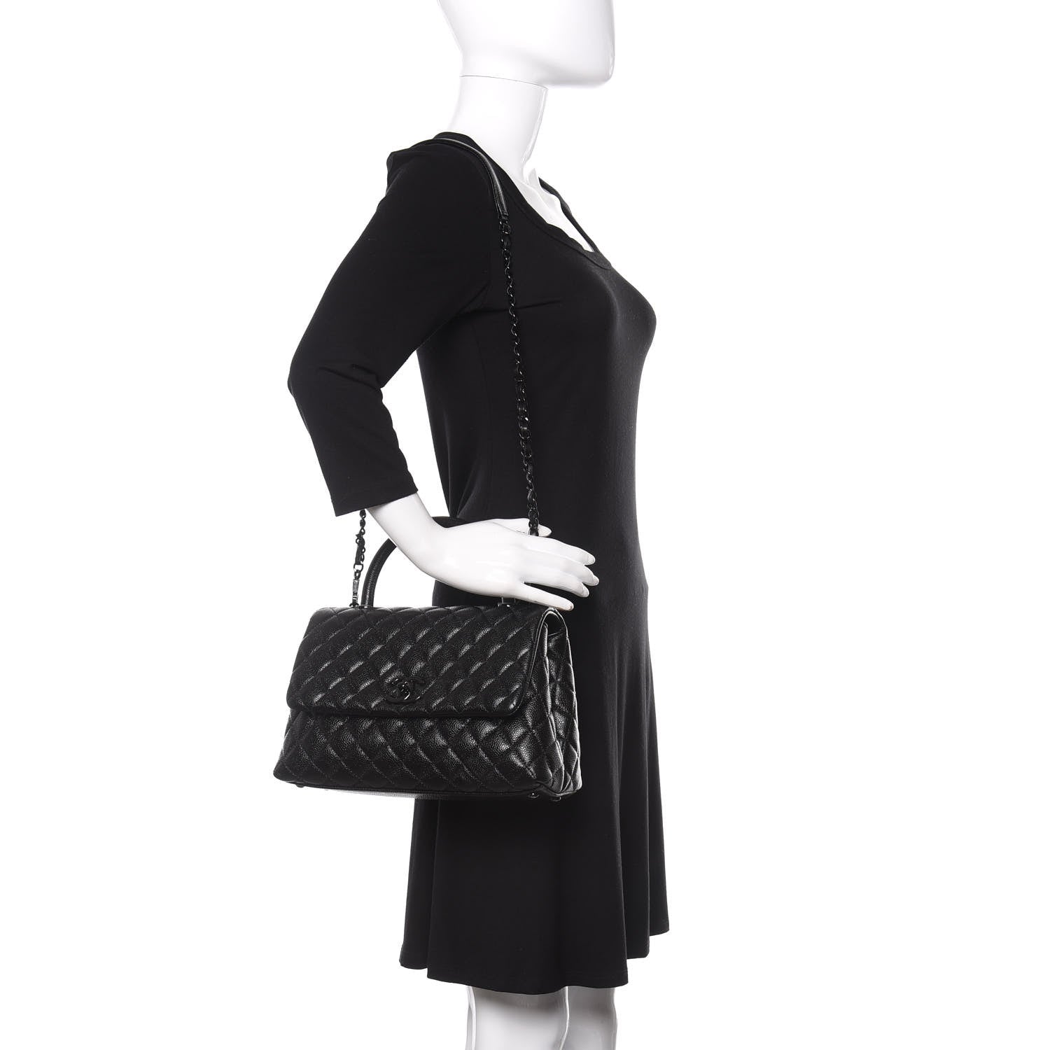 Chanel Caviar Quilted Small Coco Handle Flap So Black 2 of 11