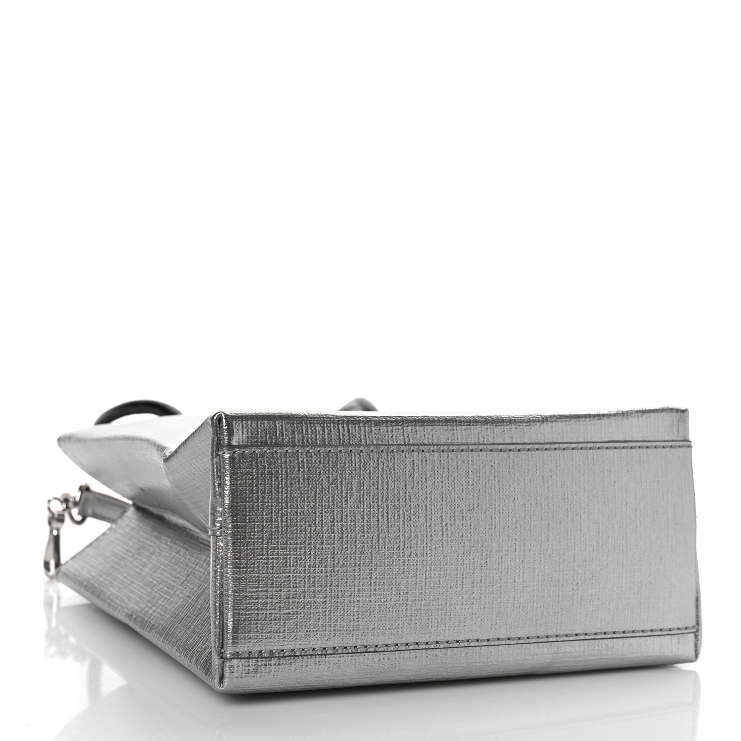 Balenciaga Metallic Squared Calfskin Logo North South Shopper Tote XXS Silver 4 of 9