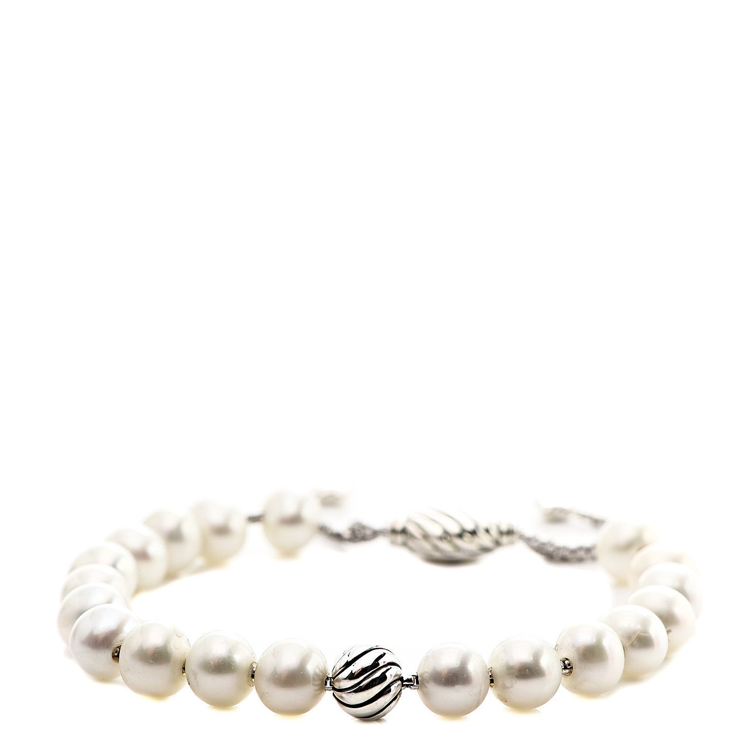 David Yurman Sterling Silver Pearl 8mm Spiritual Bead Bracelet 1 of 3