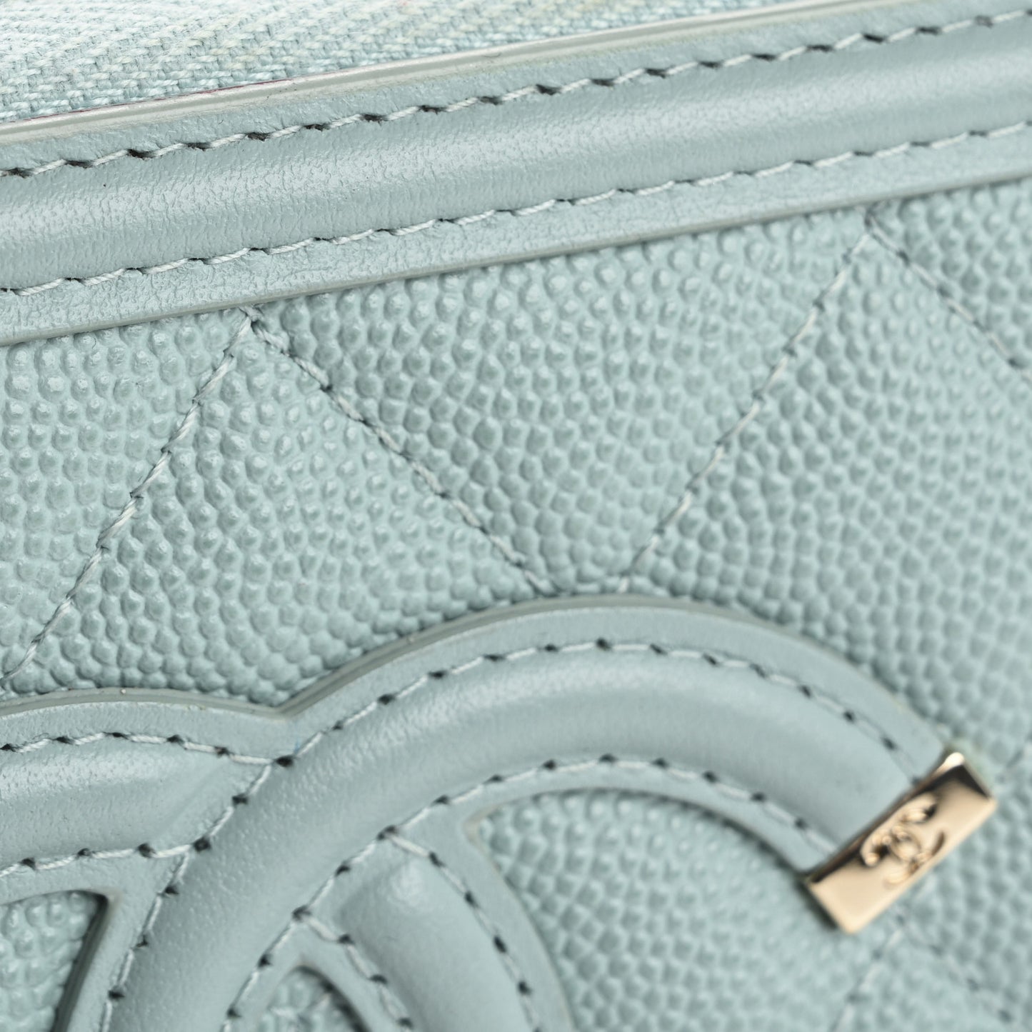 Caviar Quilted Large Filigree Zip Around Wallet Blue