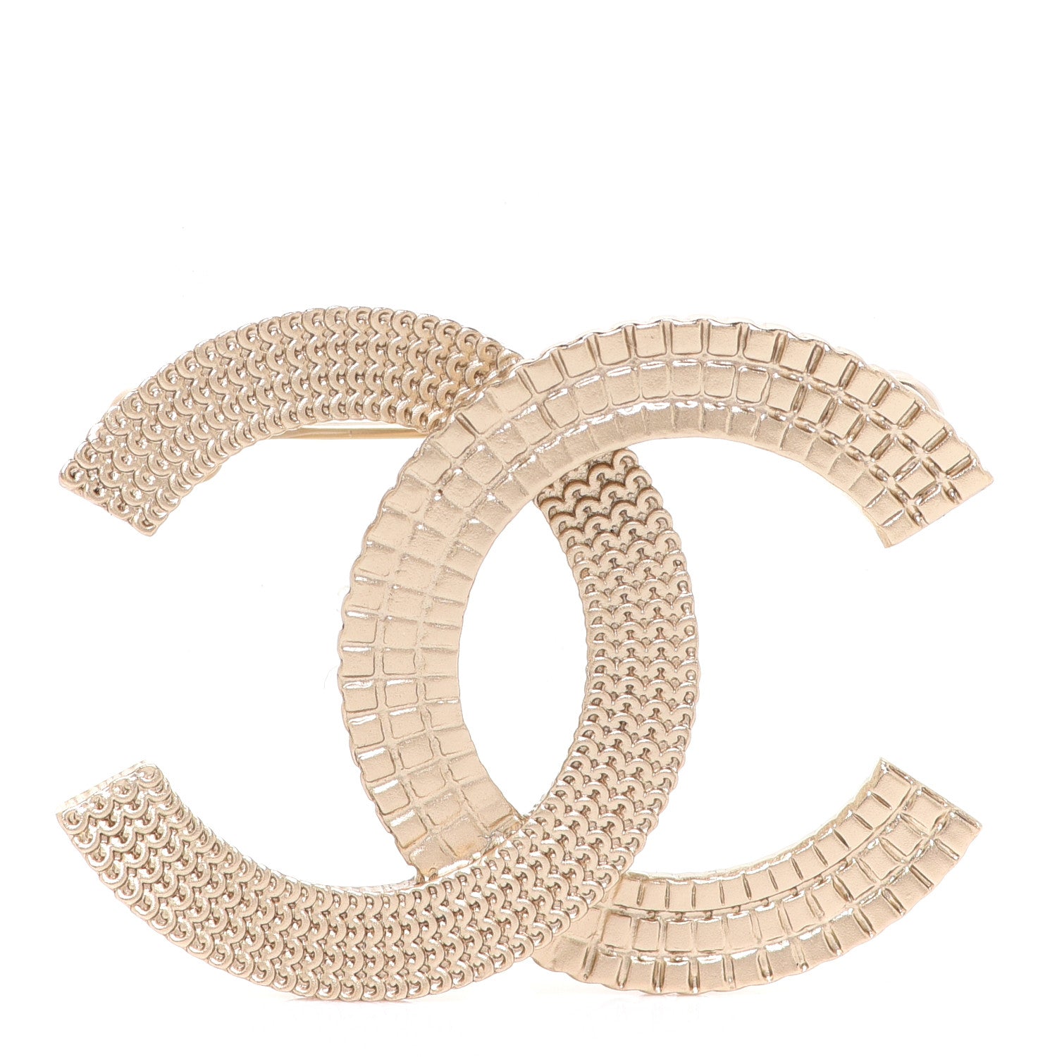 Chanel Metal Chain Quilted CC Brooch Gold 1 of 5