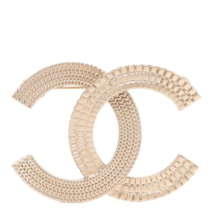 Chanel Metal Chain Quilted CC Brooch Gold 1 of 5