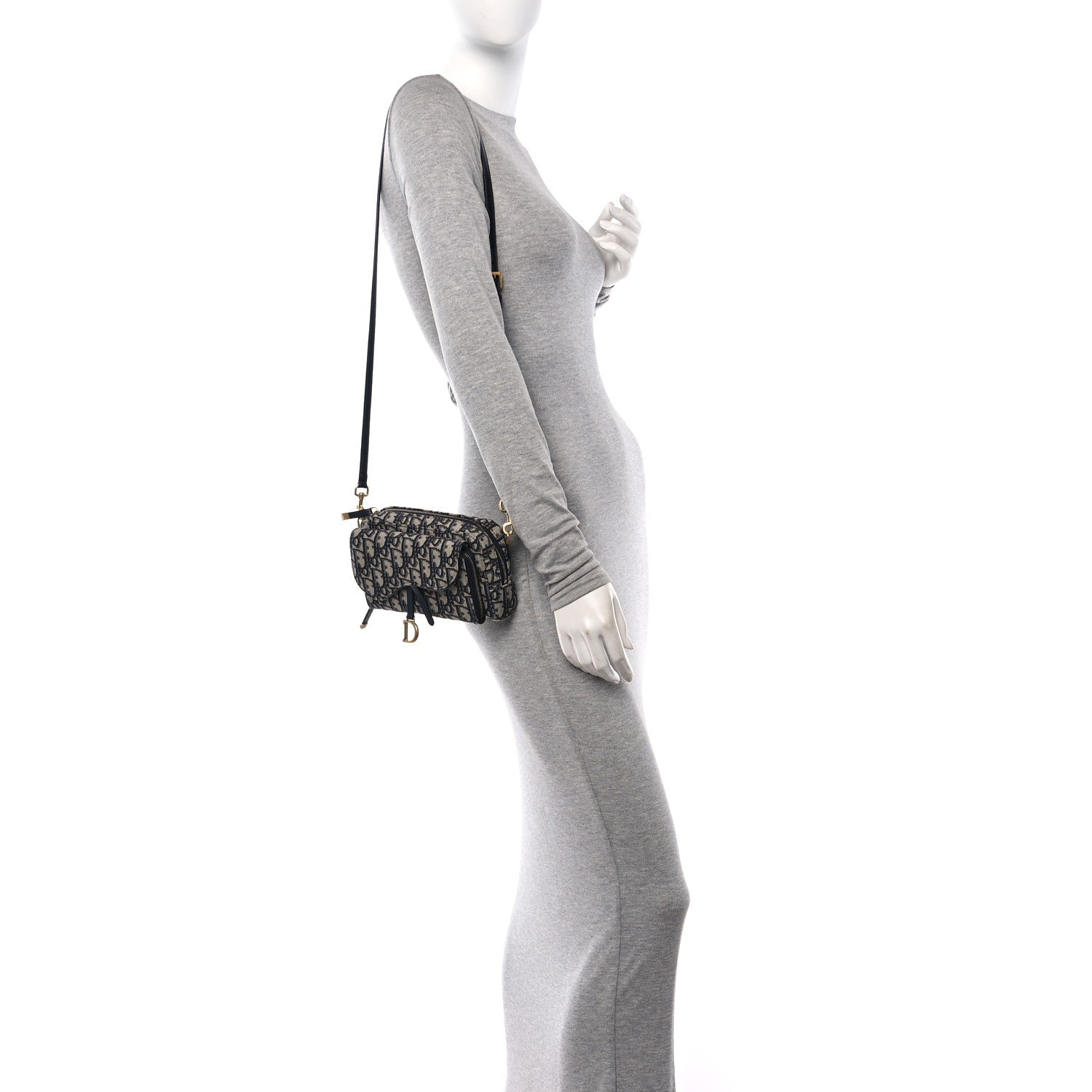 Christian Dior Oblique Double Saddle Pouch Navy Blue 2 of 11