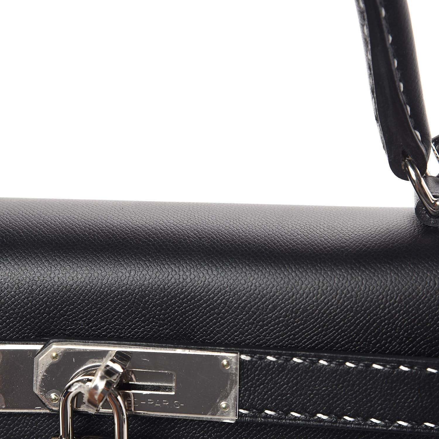 Hermes Grained Monsieur Un Point Sur Deux Kelly Sellier 28 Black 12 of 36