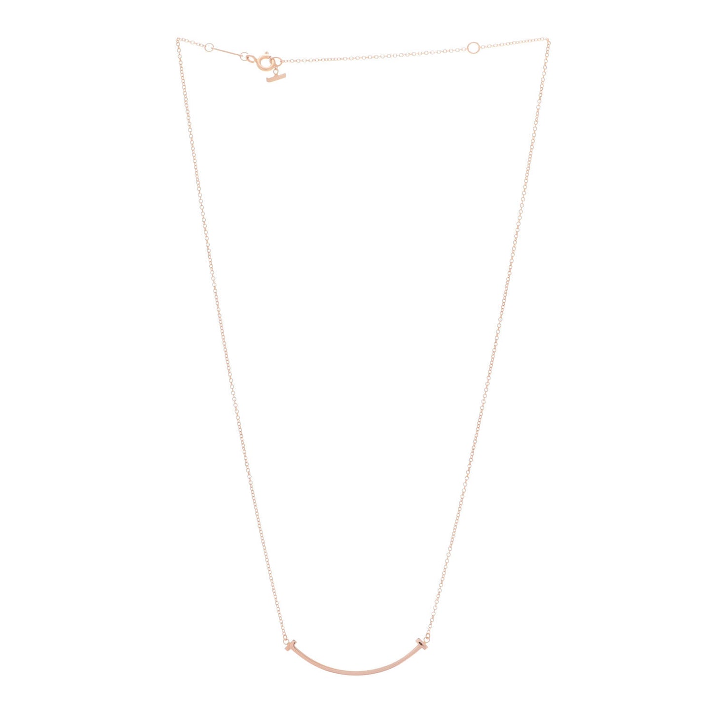 18K Rose Gold Small T Smile Pendant Necklace