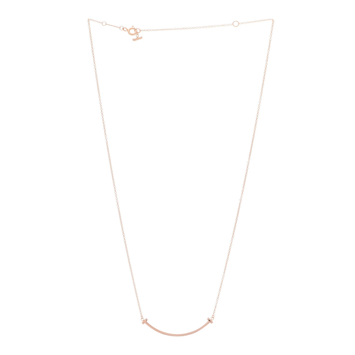 Tiffany 18K Rose Gold Small T Smile Pendant Necklace 3 of 6