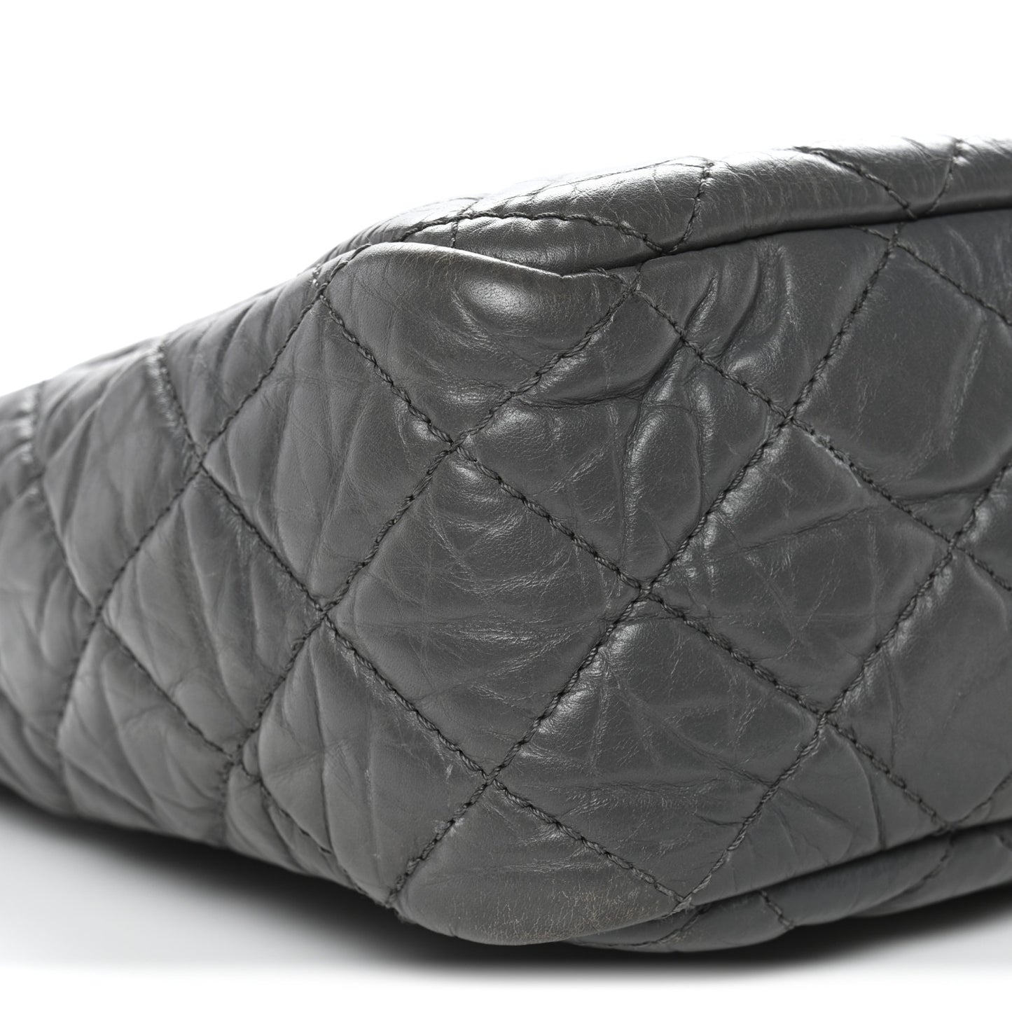 Aged Calfskin Quilted Large Reissue Camera Case Grey