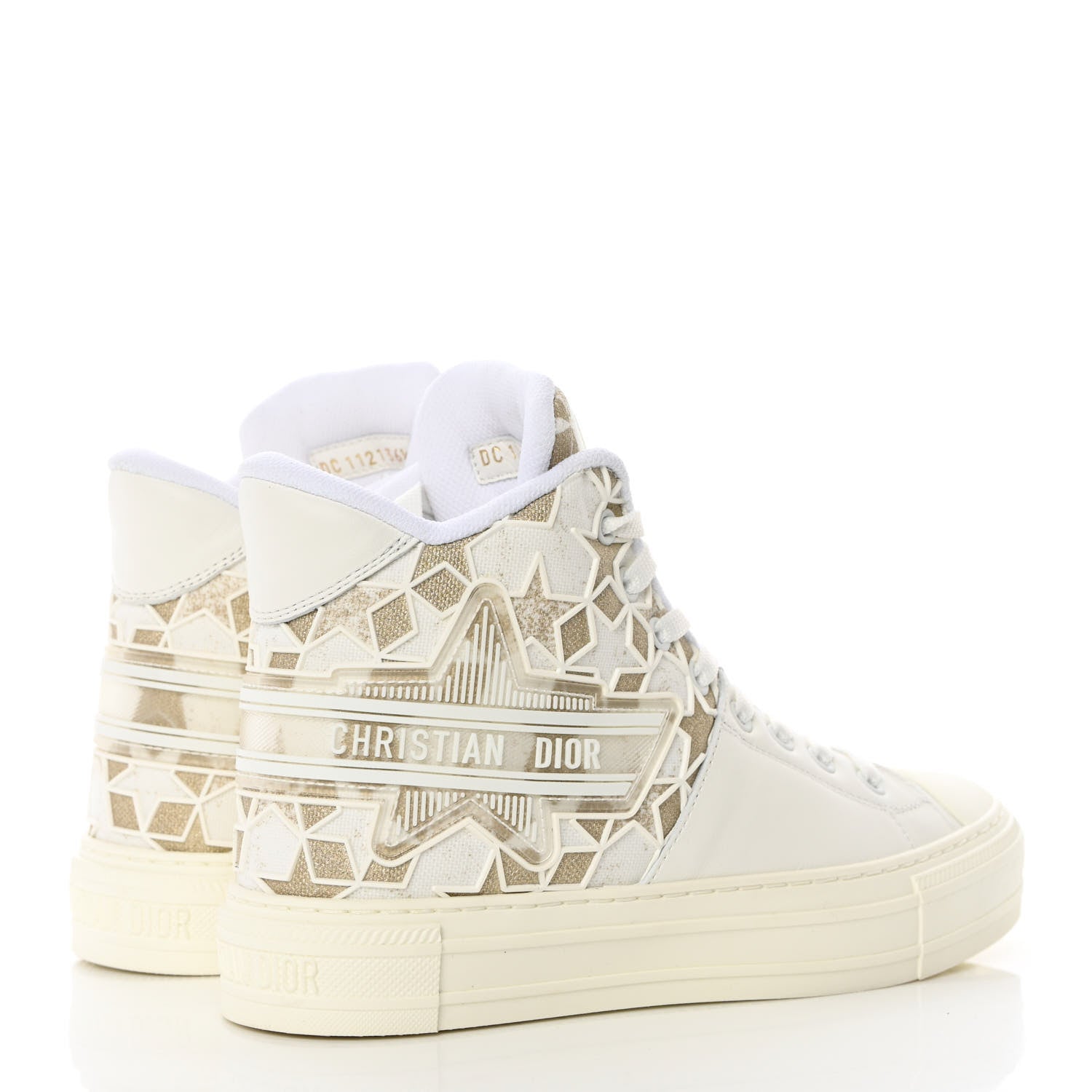 Christian Dior Canvas Embroidered Womens Walk'n' Dior Star High Top Sneakers 36.5 White Gold 8 of 18