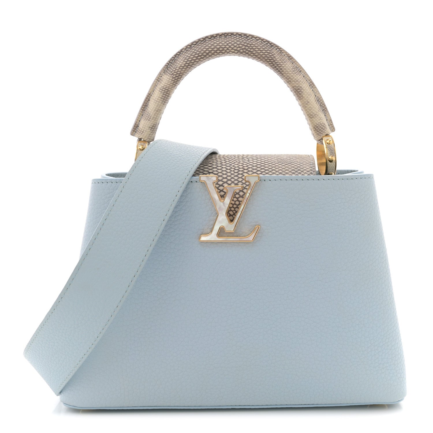 Louis Vuitton Taurillon Snakeskin Capucines BB Olympe Blue 1 of 10