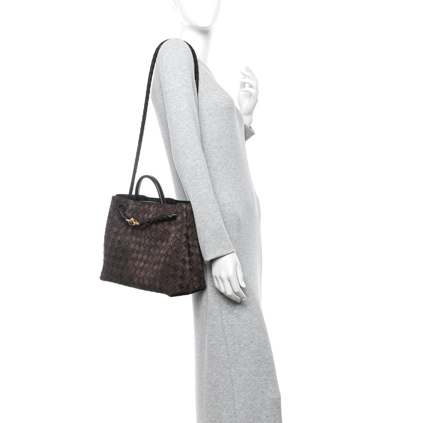 Suede Intrecciato Medium Andiamo Shoulder Bag Fondant