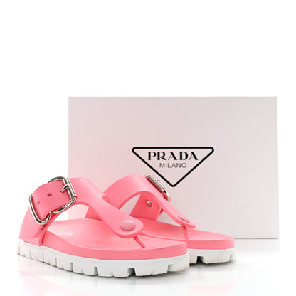 Prada EVA Rubber Buckled Lug Sole 20mm Thong Sandals 36 Begonia 11 of 11