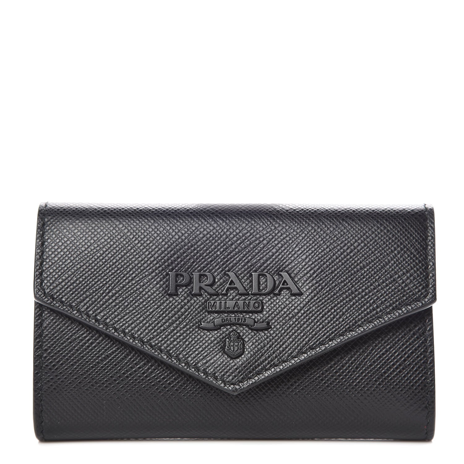 Prada Saffiano Shine Monochrome 4 Key Holder Black 1 of 11