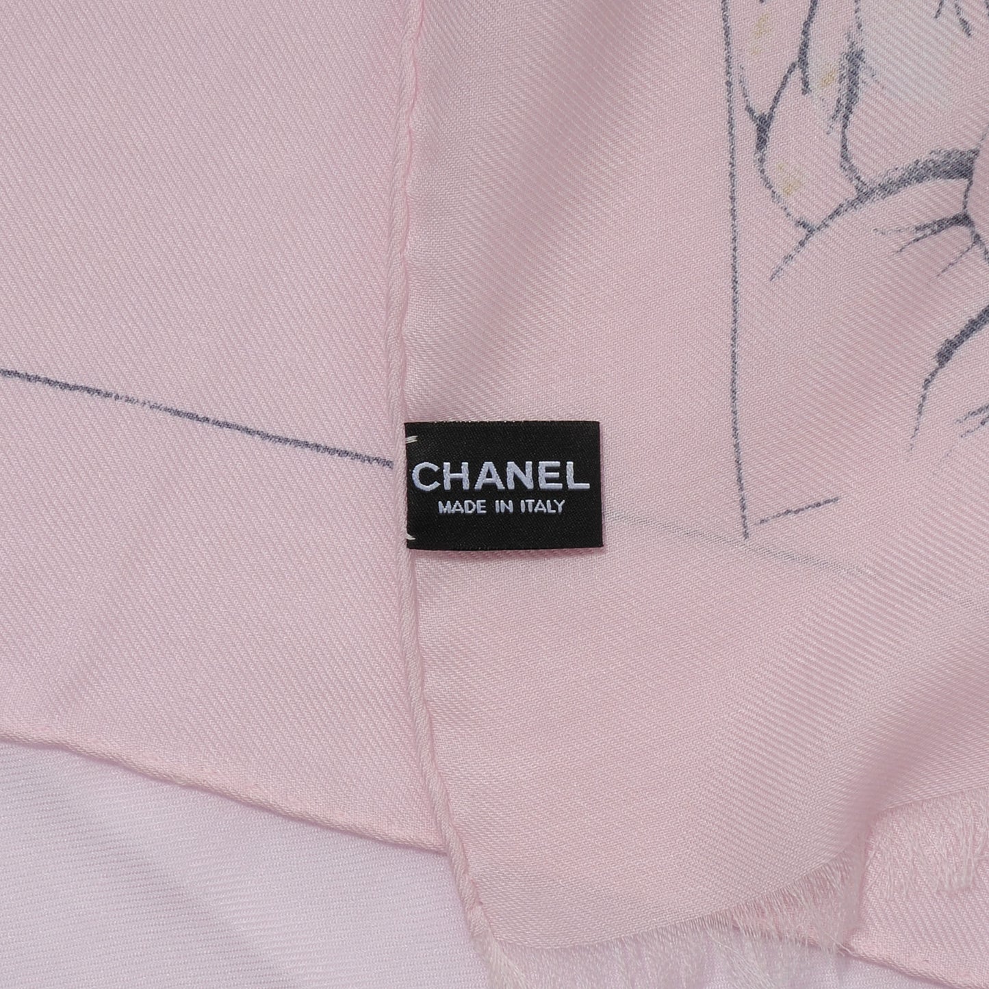 Cashmere Silk Logo Camellia Scarf Shawl Pink