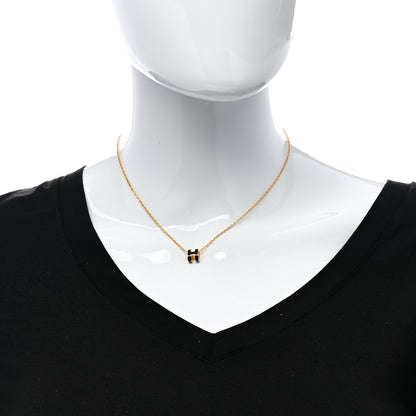 Hermes Lacquered Gold Mini Pop H Pendant Necklace Black 2 of 7