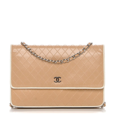 Chanel Calfskin Quilt Embossed CC Wallet On Chain WOC Beige 1 of 12