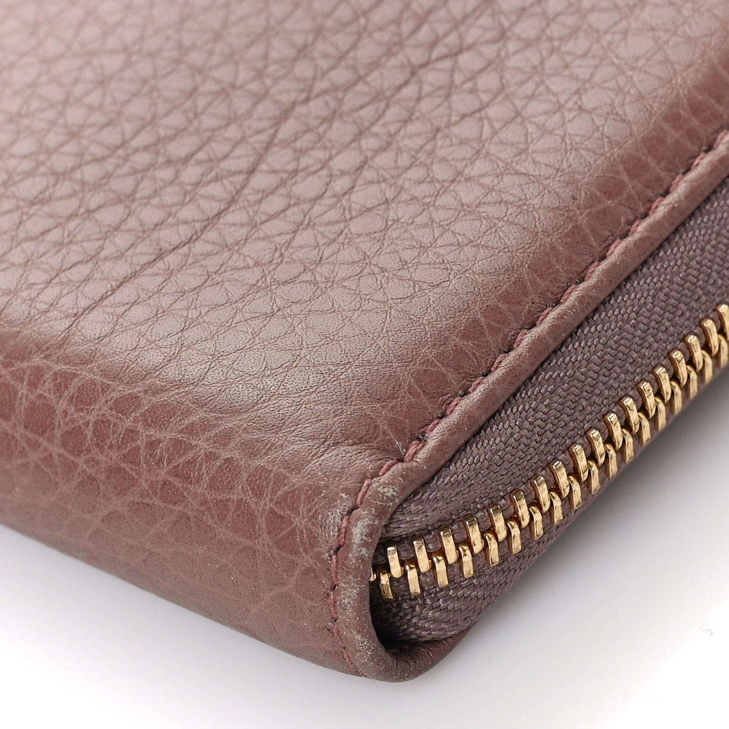 Dollar Calfskin Zip Around Wallet Rosy Phard