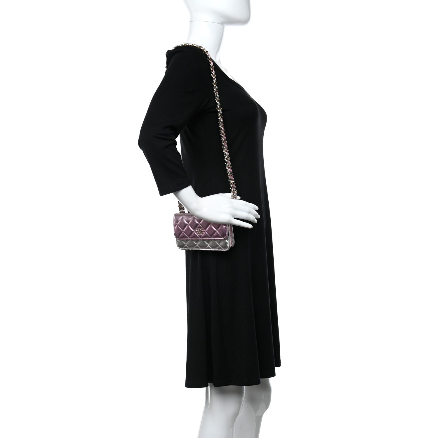 Chanel Gradient Metallic Lambskin Quilted Clutch With Chain Gold Pink 1 of 9