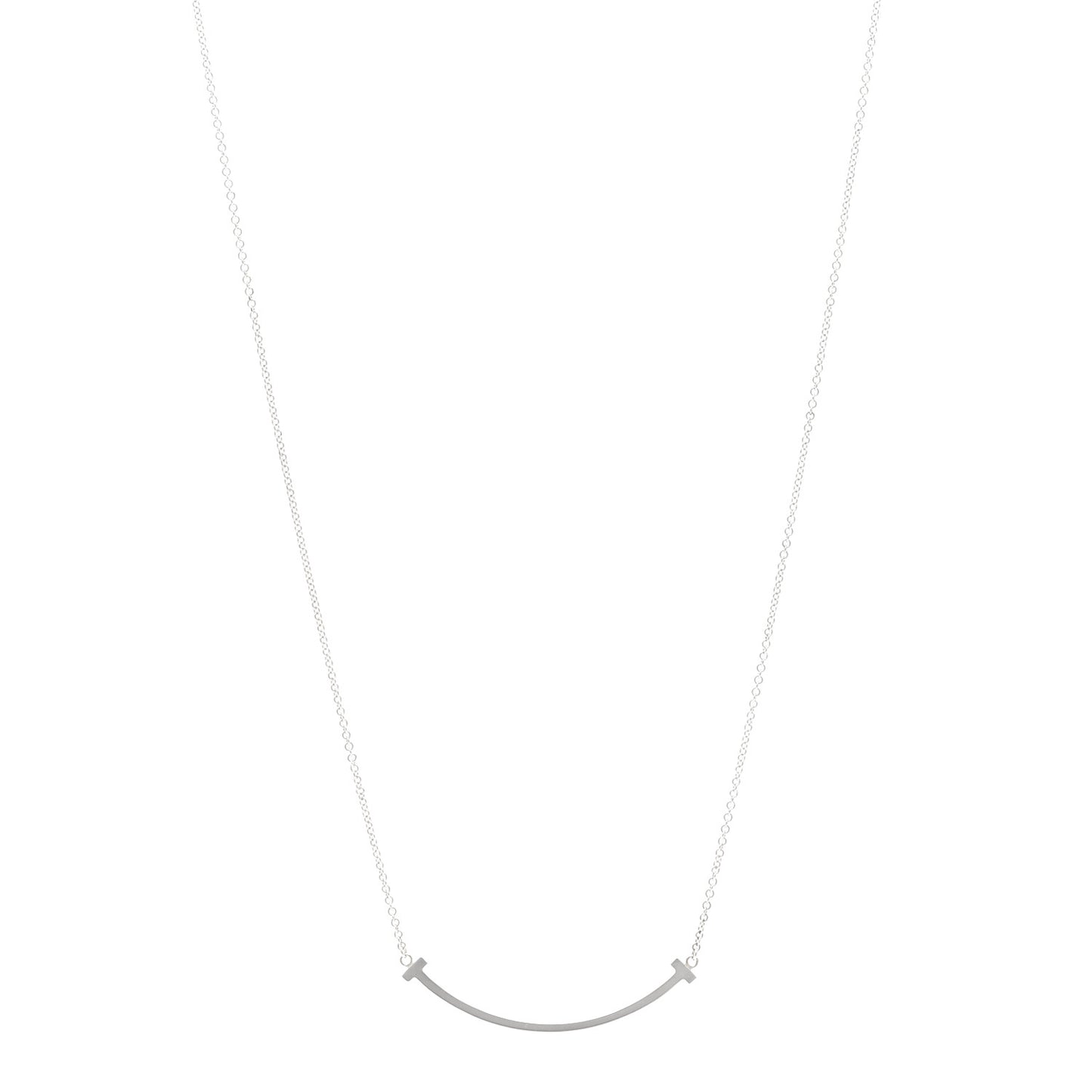 Sterling Silver Small T Smile Pendant Necklace