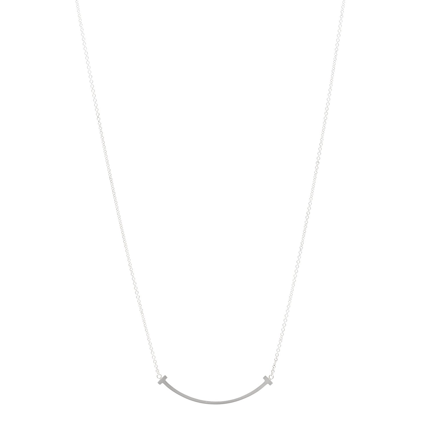 Tiffany Sterling Silver Small T Smile Pendant Necklace 1 of 5