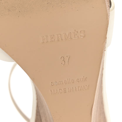 Hermes Calfskin Legend Wedge Sandals 37 White 7 of 10