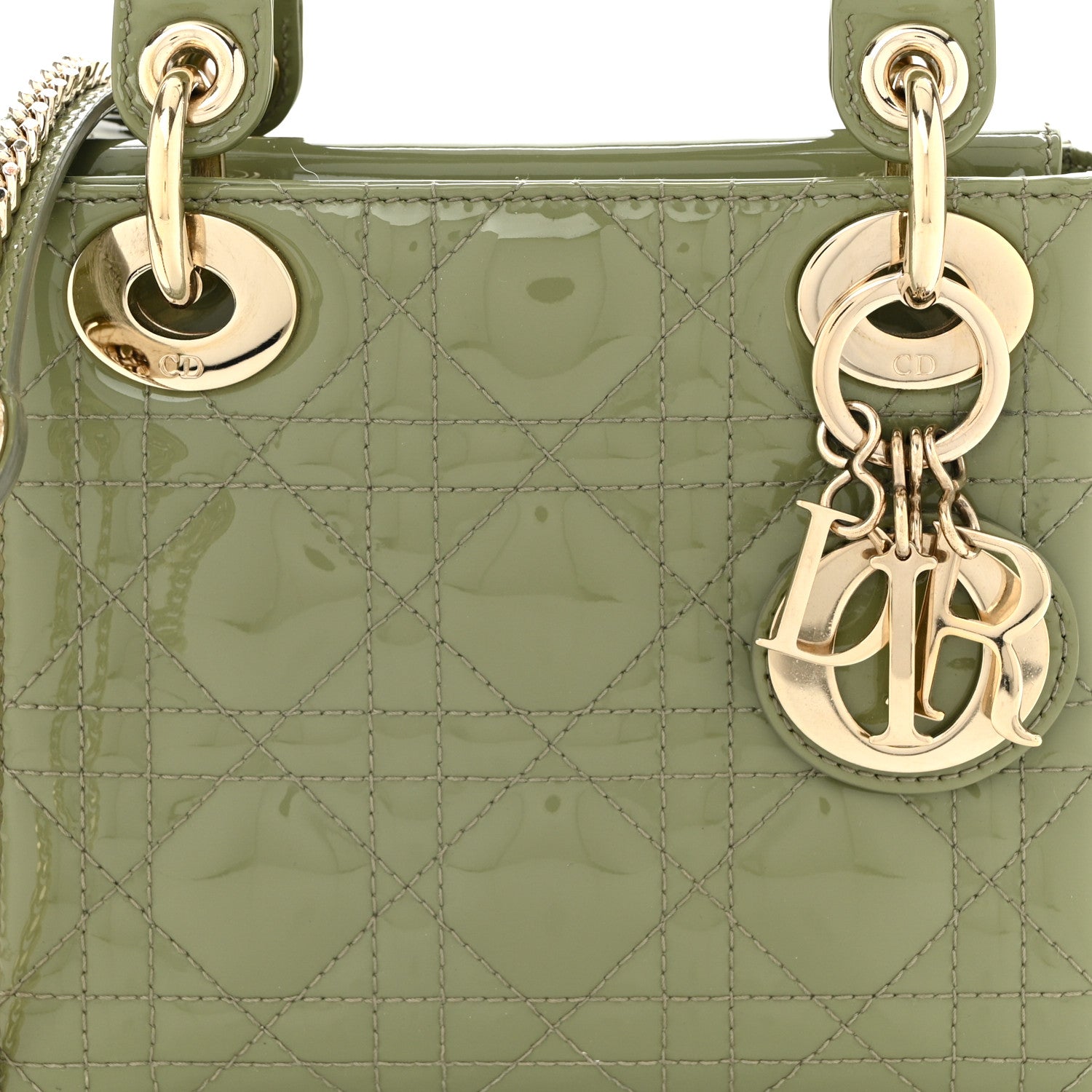 Christian Dior Patent Cannage Mini Lady Dior Dusty Green 8 of 10