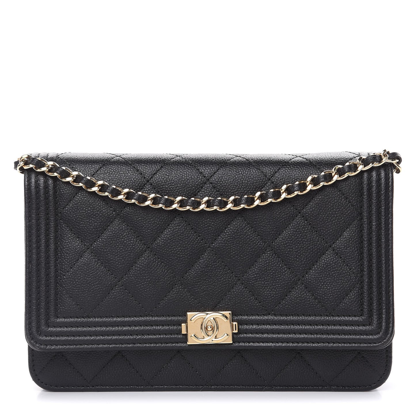 Caviar Quilted Boy Wallet On Chain WOC Black