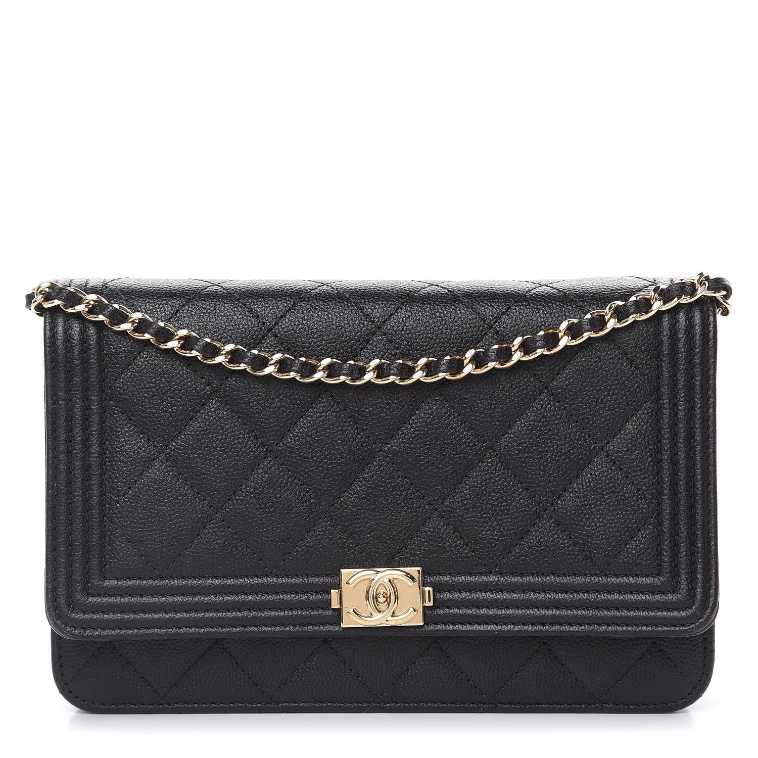 Chanel Caviar Quilted Boy Wallet On Chain WOC Black 1 of 16