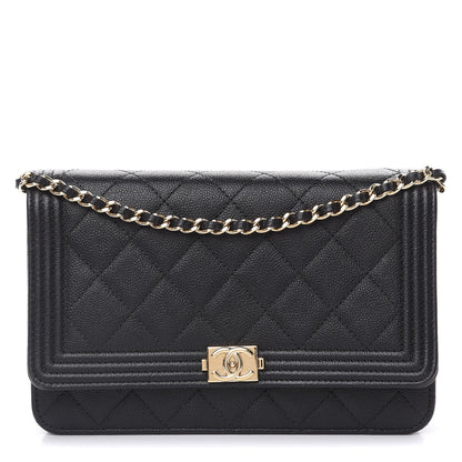 Chanel Caviar Quilted Boy Wallet On Chain WOC Black 1 of 16
