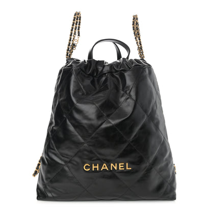 Chanel Shiny Calfskin Quilted Chanel 22 Backpack Black 1 of 9