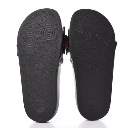 Gucci Satin Web Bow Slide Sandals 35 Black 5 of 9