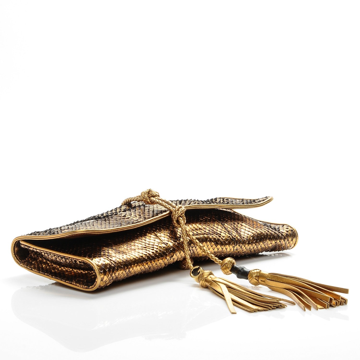 Gucci Metallic Python Malika Clutch Gold 4 of 7