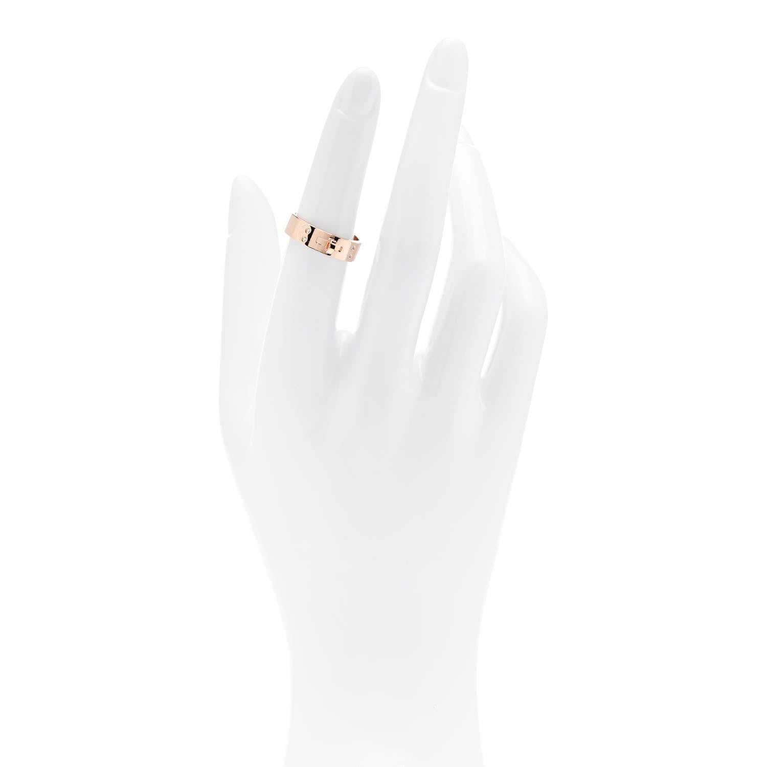Hermes 18K Rose Gold Diamond PM Kelly Ring 51 5.75 2 of 5
