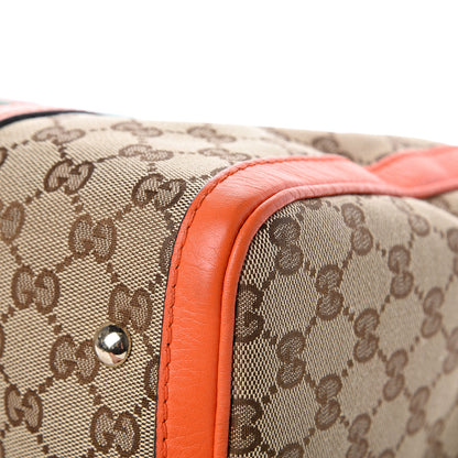 Gucci Monogram Vintage Web Medium Boston Orange 11 of 14