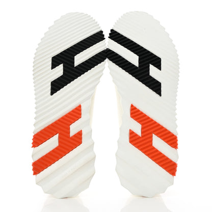 Hermes Technical Canvas Suede Goatskin Mens Bouncing Sneakers 44 White Orange 10 of 16