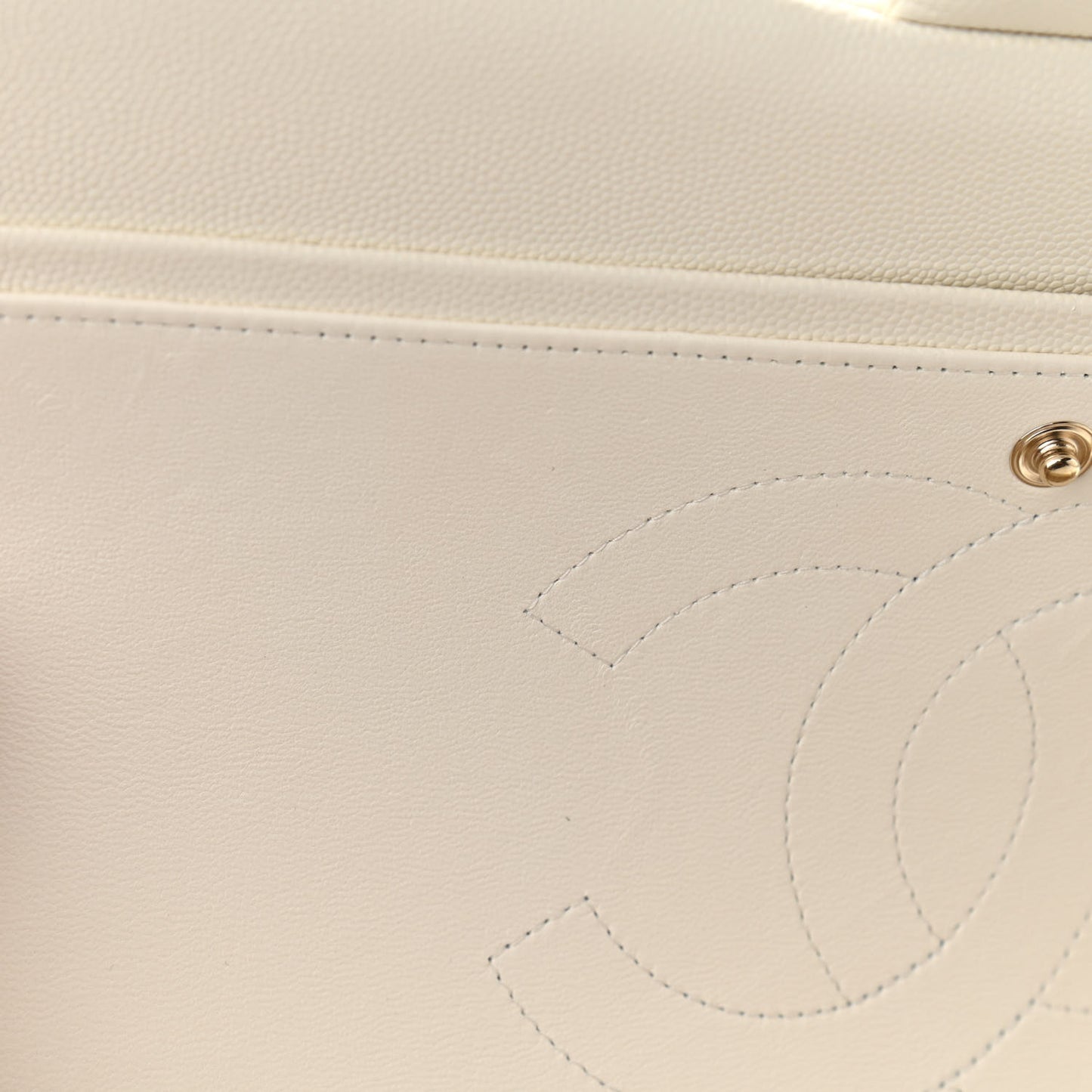 Caviar Quilted Jumbo Double Flap White