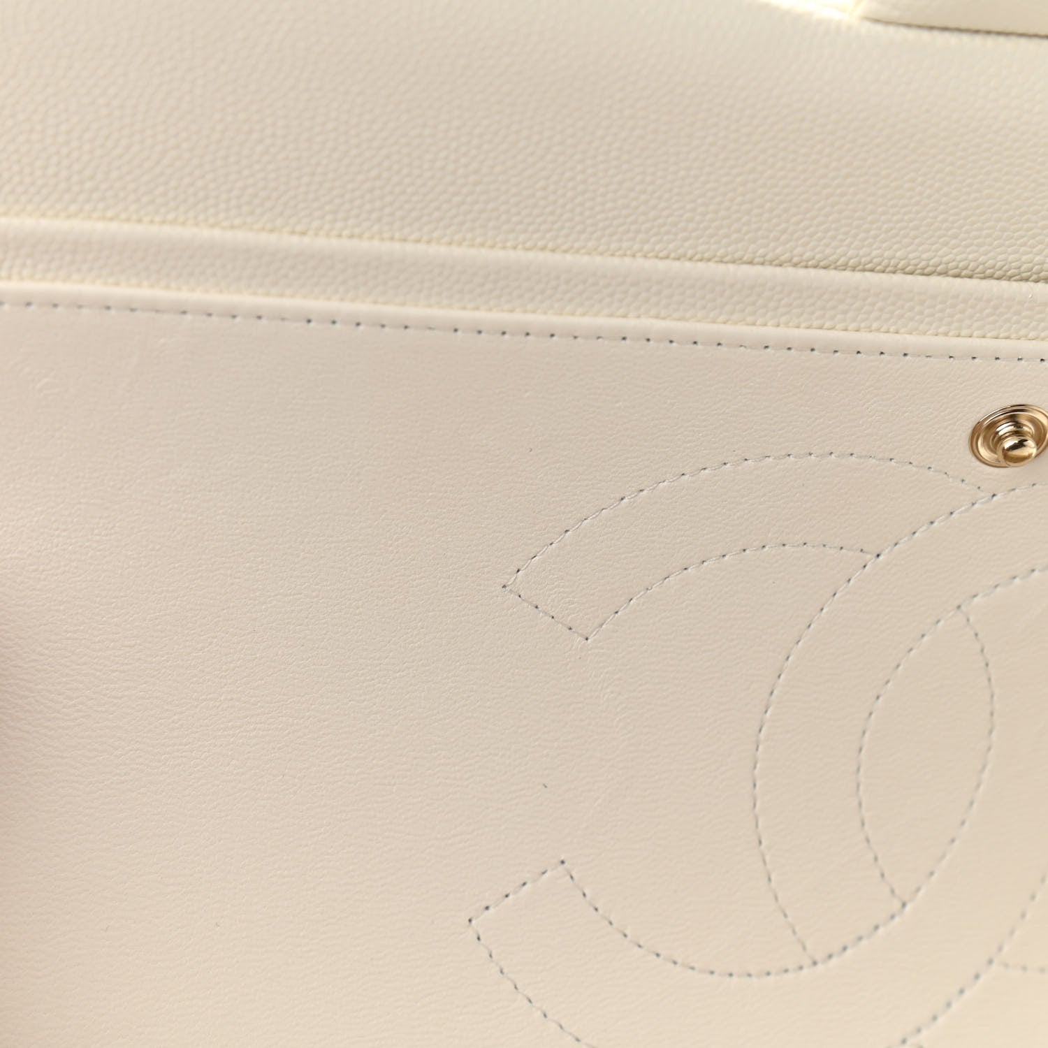 Chanel Caviar Quilted Jumbo Double Flap White 11 of 12